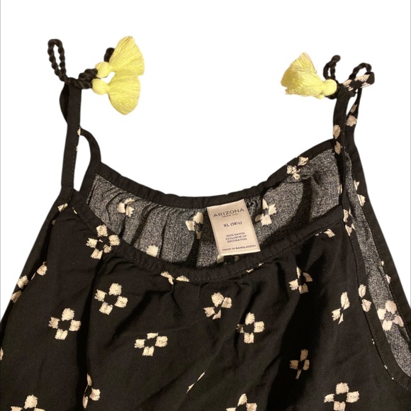 Arizona Jean Co PLUS Size 18.5 GIRLS XL Ikat print tank top with tassels black - Picture 3 of 6